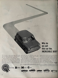 1960 BMC Morris 850 Original Ad 
