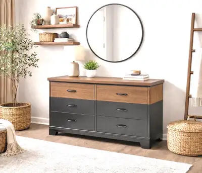 Refinished Vintage Canadian Made Victoriaville Lowboy Dresser, View more