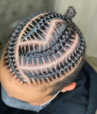 Hair braiding. Cornrows.