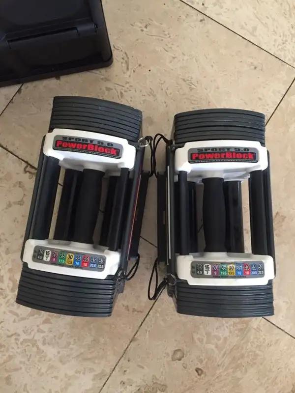 Pair Powerblock Adjustable Dumbbells to 50lbs Weights dumbells in Exercise Equipment in City of Toronto - Image 2