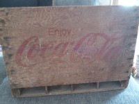 Vintage Wooden Coca Cola 8 compartment crate with red lettering