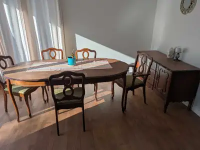dining room set. 6 chairs and hutch, View more