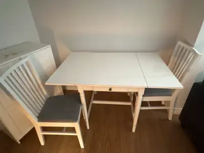 Ikea dining table x 2 chairs, View more
