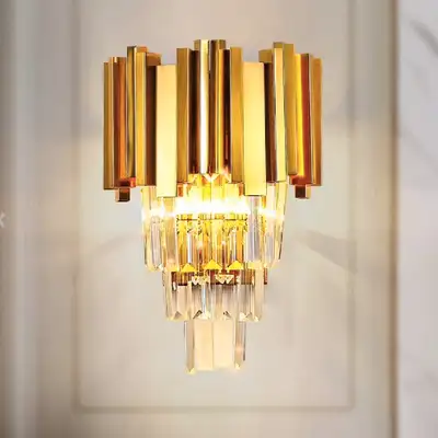 Crystal Wall Sconce Lighting Gold Light Lamp For Home- NEW, View more