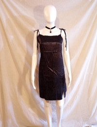 Black silky floral slip Dress (M) *New!