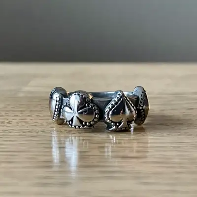 Playing cards Poker suits stainless steel ring (size 9), View more