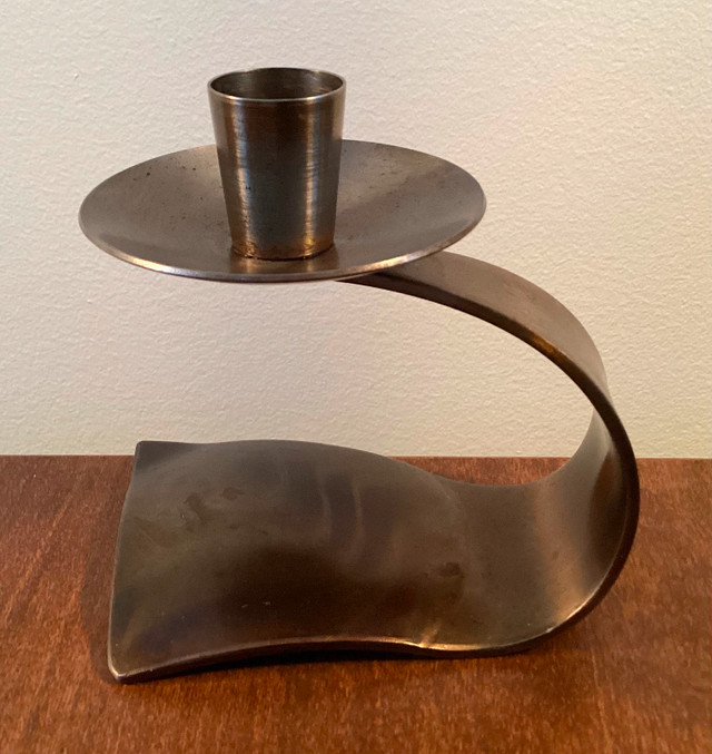 1970s "FERART ARTISAN" Sculptural Modernist Metal Candle Holder in Arts & Collectibles in West Island - Image 3