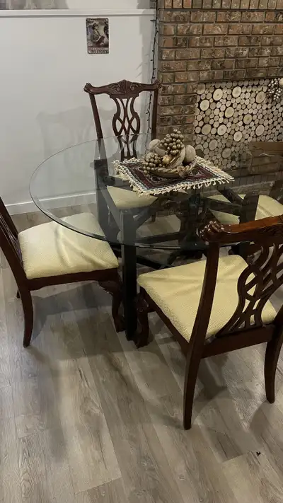 Glass Dining Table with 4 Chairs, View more