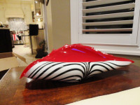 Murano Glass Zebra White Black Stripe Shell Style Glass Bowl