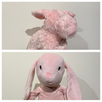 Pink pig and rabbit stuffed animals 