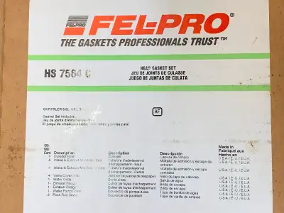 Fel-Pro OS4250C oil pan and two VS4253C valve cover sets. Also HS7564C head set Each valve set has t...
