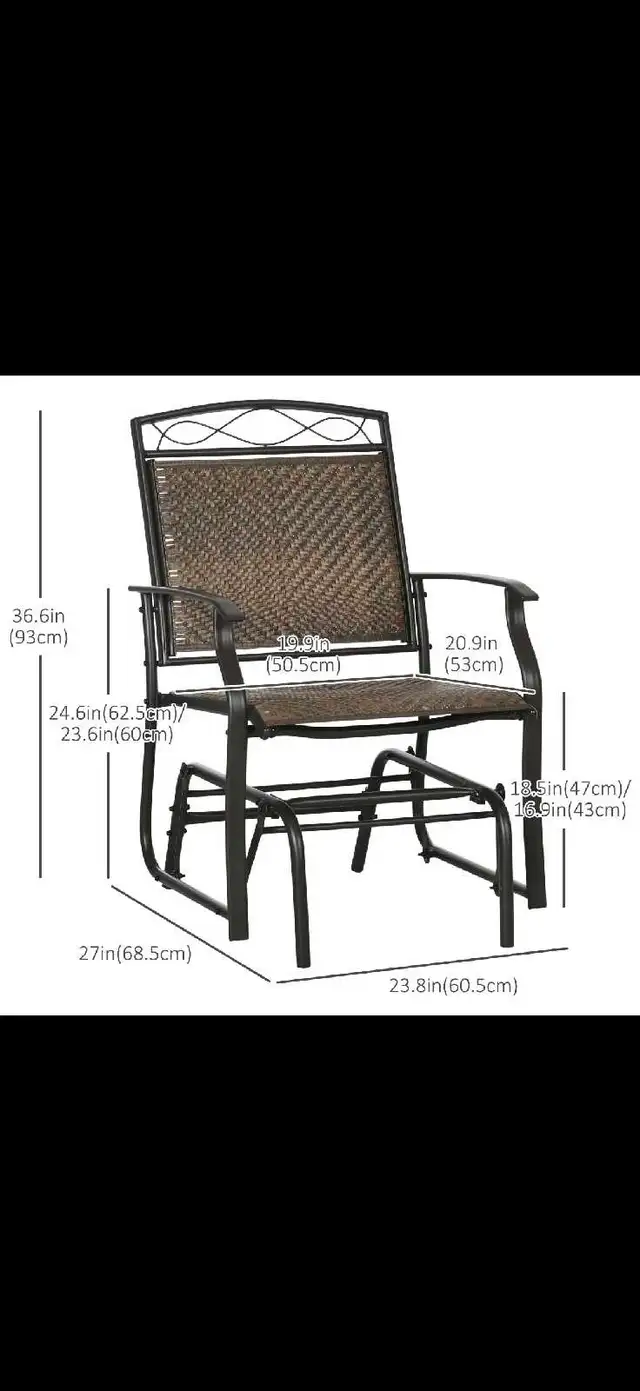Outdoor Glider Chair, Porch Glider, Patio Rocker for Deck, PE Ra in Patio & Garden Furniture in Markham / York Region - Image 4