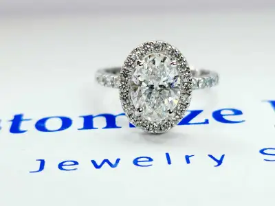 ★ Stone Details: ➙ Stone Type: Moissanite ➙ Carat Weight: 2.0 CT -9x7mm ➙ Shape: Oval ➙ Color: D ➙ C...