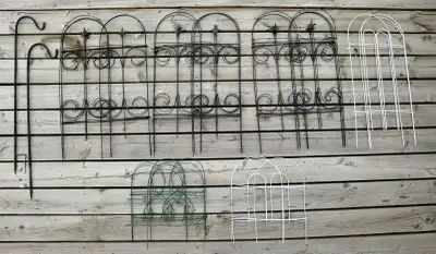 6 Sets of Metal Fence Edging & 2 Metal Plant Stakes, View more