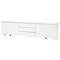 BESTÅ BURS TV bench, high gloss white, 180x41x49 cm (70 7/8x16 1