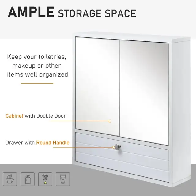Medicine Cabinet with Mirror, Bathroom Wall Cabinet w 2 Mirror in Home Décor & Accents in Markham / York Region - Image 5