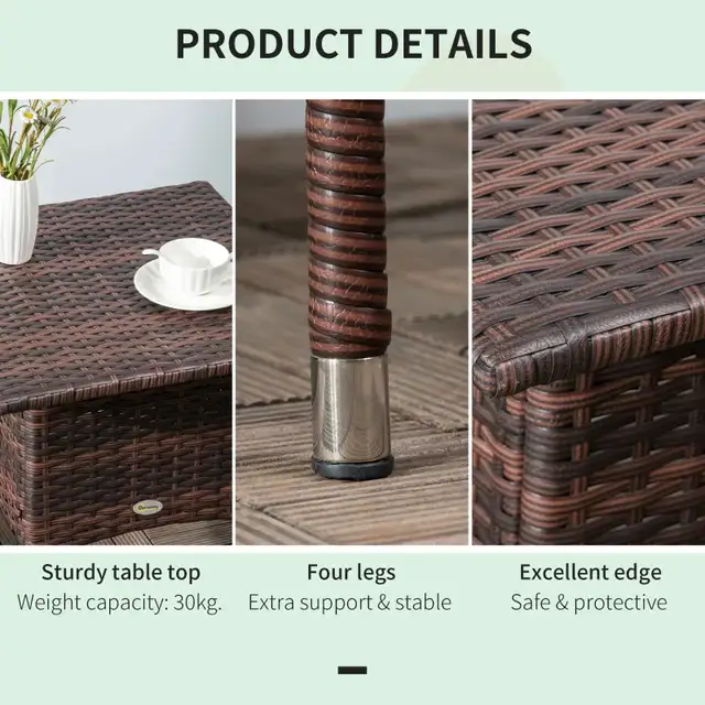 20" Patio Wicker Coffee Table, Mixed Brown  in Coffee Tables in Markham / York Region - Image 6