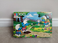 MINT Open Box Milton Bradley Smurfs 100 Piece Jigsaw Puzzle