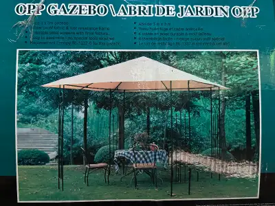 abri 3x3 mètres (gazebo 10'x10') de sunjoy neuf dans la boîte (new in the box).