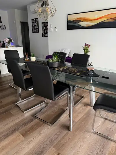 Glass dining table, View more