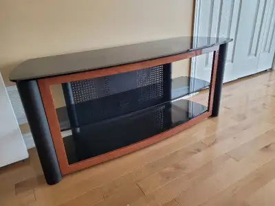 Base de télévision en métal et verre trempé, View more