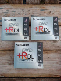 New Qty 3 x Fuji 3 Pack Of DVD +R (Double Layer) RW