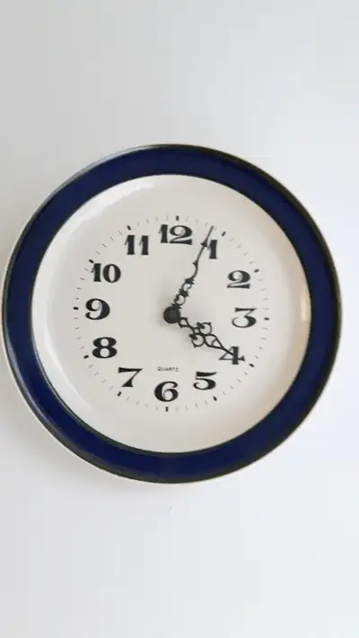 Vintage Blue Ceramic Plate Wall Clock Japan 10.5" Works., View more