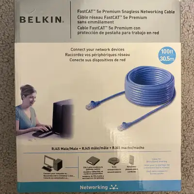 Belkin FastCat 5e Premium Snagless Networking Cable 100ft/30.5m, View more