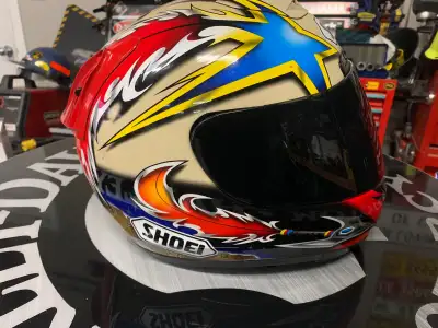 SHOEI helmet, Troy Lee designs, clear and dark shield, size 11 or L/XL, helmet bag. Paid $1400, aski...