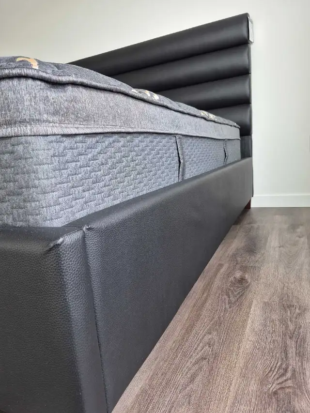 KingSize Upholstered Platform Bed + Beautyrest Mattress in Beds & Mattresses in Delta/Surrey/Langley - Image 6
