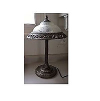 Vintage Table Lamp with Frosted Glass Shade with Metal Around it