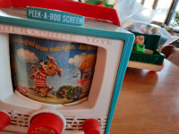 FISHER PRICE DOUBLE SCREEN MUSIC BOX TV TOY 1964