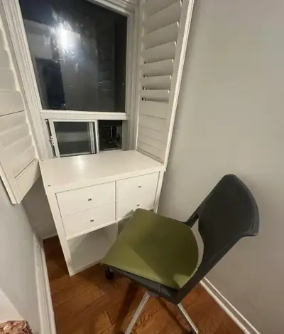 IKEA white study desk & Rolling Chair, View more