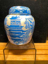 Antique Blue & White Lidded Jar