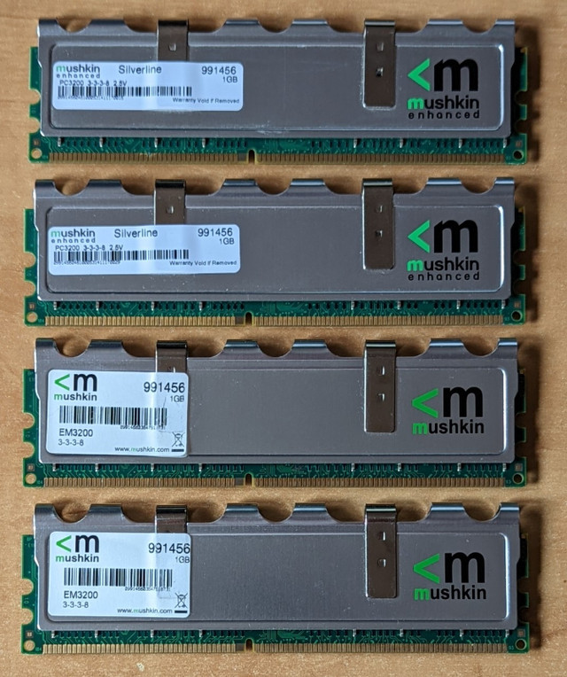 Mushkin  991456  PC3200-400  3-3-3-8  4x1GB in System Components in Mississauga / Peel Region