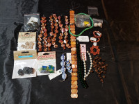 Assortment of beads - glass and plastic, different shapes/colour