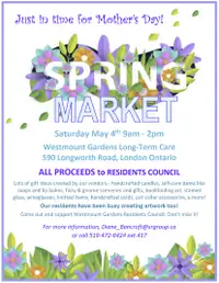 Westmount Gardens Spring Market - just in time for Mother's Day!
