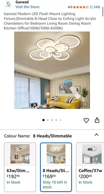 Ganeed Modern LED Flush Mount Light (8-Head Dimmable), View more