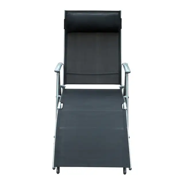 Black Heavy duty Adjustable Folding Reclining Chair  Lounge in Patio & Garden Furniture in Markham / York Region - Image 9