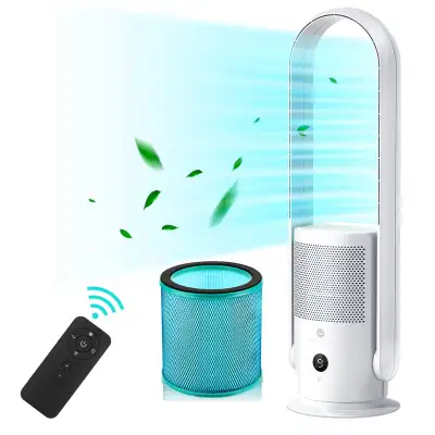 U ULTTY Bladeless Tower Fan and Air Purifier in one - White, View more