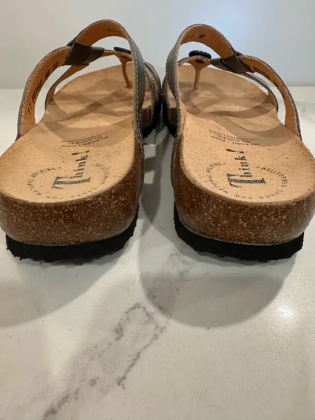 NEW in box- Think! Leather Thong Sandals -Made in Europe- sz 7.5 in Women's - Shoes in Ottawa - Image 7