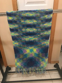 Hand Knit Peacock Color Shawl 17 Inches x 47 Inches (7 in Stock)