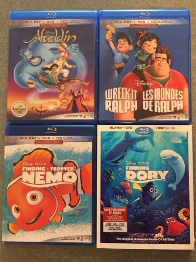 Disney Blurays EUC Aladdin Finding Nemo Dory Wreck It Ralph