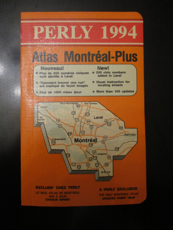 Atlas Montréal Plus Perly 1994 (199 pages de cartes) dans Art et objets de collection  à Longueuil/Rive Sud