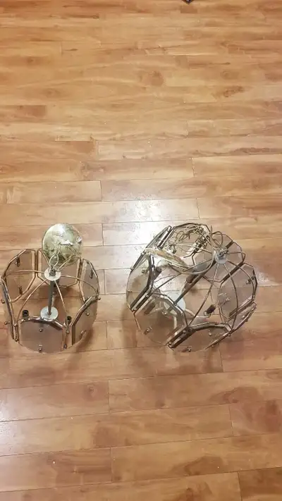 vintage kitchen ceiling brass chandeliers $40 for both in ad, View more