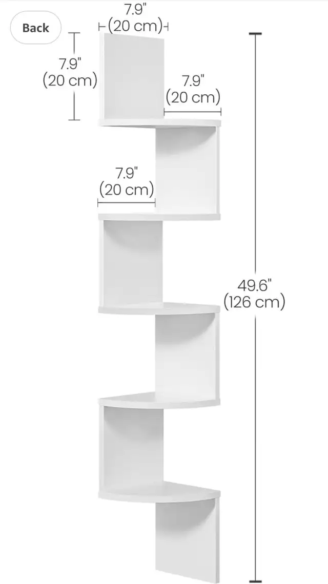 VASAGLE 5-Tier Wall-Mounted Corner Shelf in Bookcases & Shelving Units in Oshawa / Durham Region - Image 4