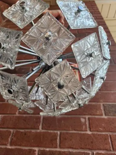 SALE❄️1960s CUT CRYSTAL 5-LIGHTwith Square Crystal SPUTNIK, View more