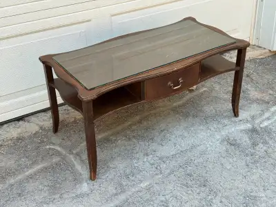 “Vintage Glass Top Coffee Table “ $25 , View more