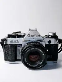 Canon AE-1 Program 35mm SLR Film Camera 50mm F/1.8 Lens READ DES