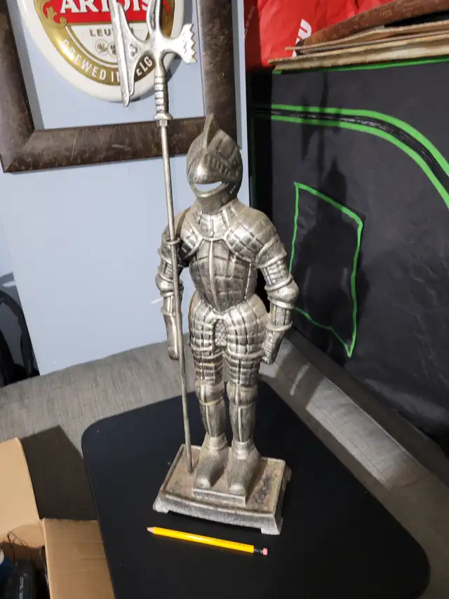 Vintage Antique Cast Iron Knight Fireplace tool holder Fire wood in Fireplace & Firewood in Ottawa - Image 4